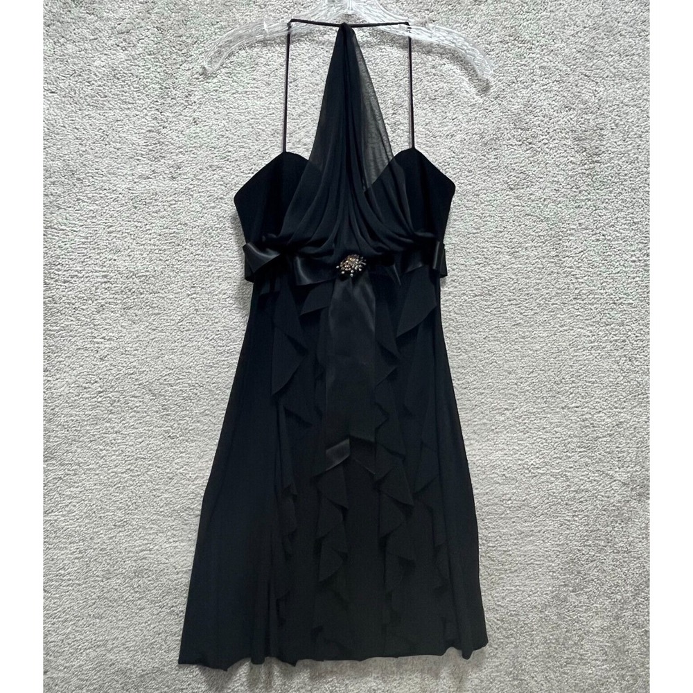 Betsy & Adam By Linda Bernell Cocktail Dress Women's 6 Black Knee Length‎ Halter